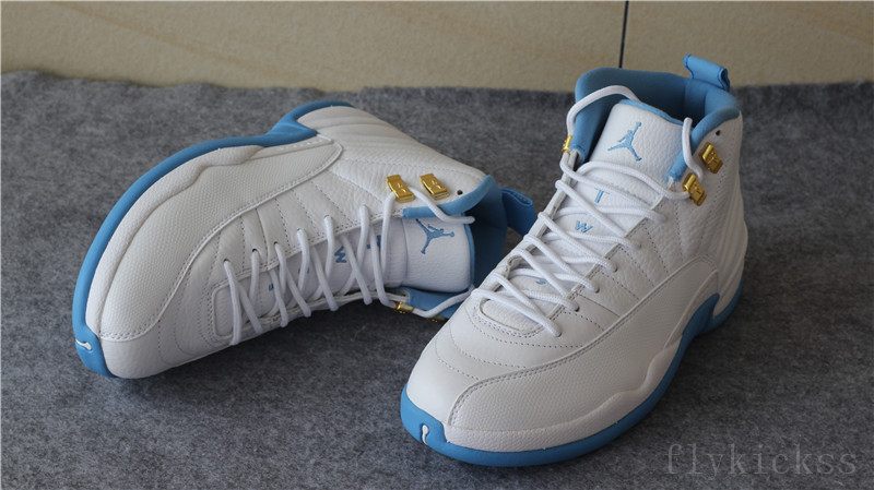 Authentic Air Jordan 12 Melo White University Blue